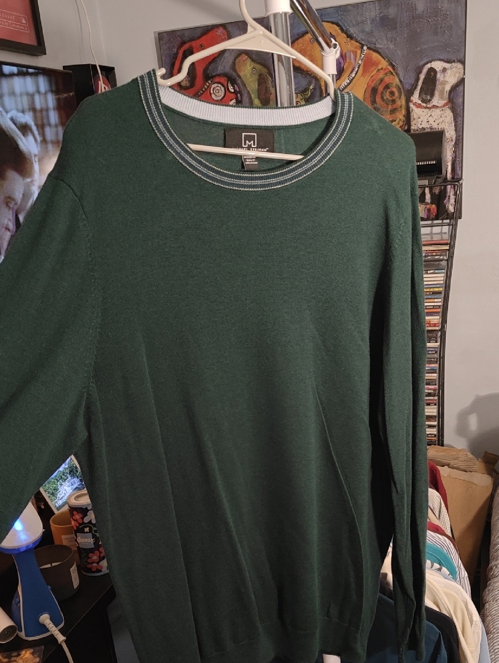 Michael Strahan Men's Crewneck Sweater in Dark Green
